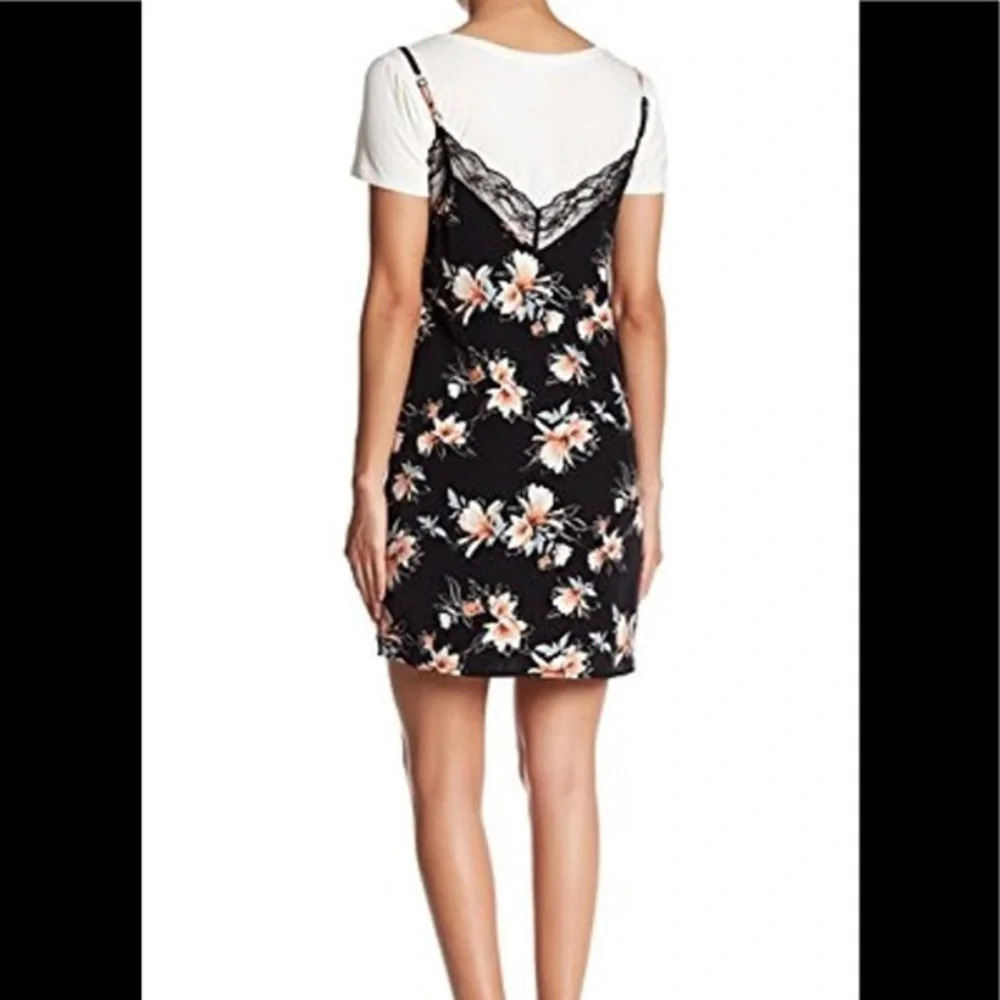 Socialite Lace Trim Floral Slip Dress, Size Large, EUC - Picture 2 of 8